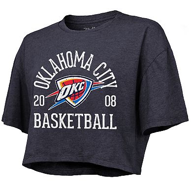 Women's Majestic Threads Navy Oklahoma City Thunder Boxy Crop Top