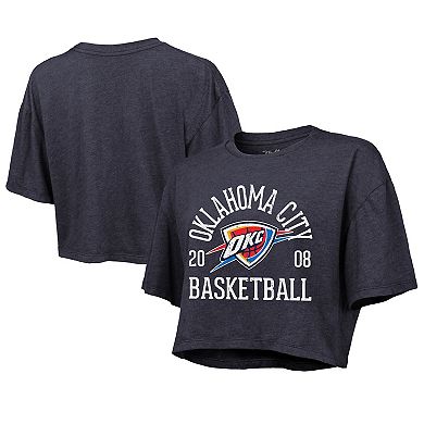 Women's Majestic Threads Navy Oklahoma City Thunder Boxy Crop Top