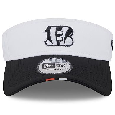 Men's New Era White/Black Cincinnati Bengals 2025 NFL Training Camp Adjustable Visor