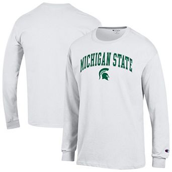 Men's Champion White Michigan State Spartans Arch Over Logo 2-Hit Long Sleeve T-Shirt