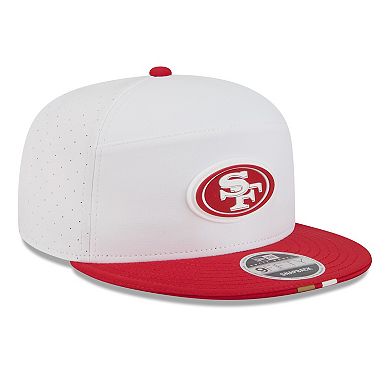 Men's New Era White/Scarlet San Francisco 49ers 2025 NFL Training Camp Split Panel 9FIFTY Snapback Hat