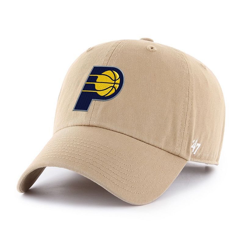 Men's '47 Khaki Indiana Pacers Primary Logo Clean Up Adjustable Hat, Beig K