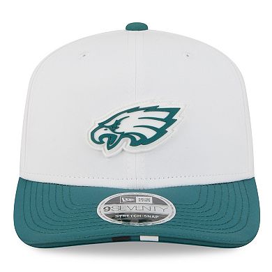 Men's New Era White/Midnight Green Philadelphia Eagles 2025 NFL Training Camp 9SEVENTY Adjustable Hat