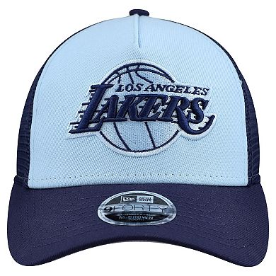 Youth New Era Light Blue Los Angeles Lakers Colorpack 9FORTY A-Frame Trucker Adjustable Hat