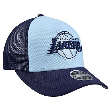Youth New Era Light Blue Los Angeles Lakers Colorpack 9FORTY A-Frame Trucker Adjustable Hat