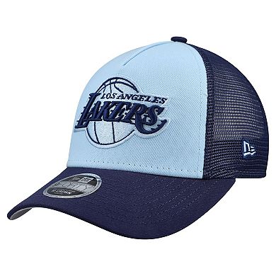 Youth New Era Light Blue Los Angeles Lakers Colorpack 9FORTY A-Frame Trucker Adjustable Hat