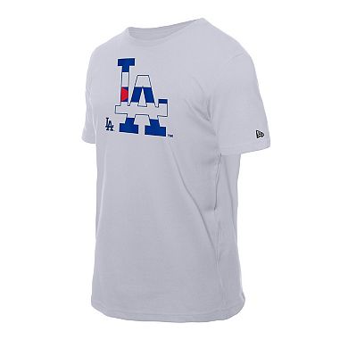 Men's New Era White Los Angeles Dodgers Cuban Flag Logo T-Shirt