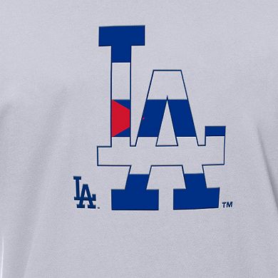Men's New Era White Los Angeles Dodgers Cuban Flag Logo T-Shirt