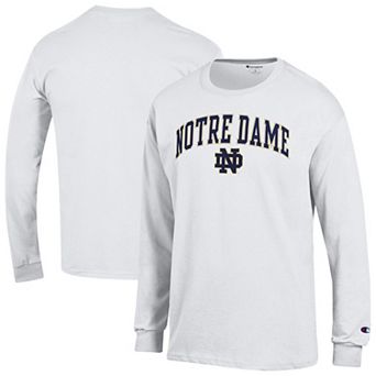 Men's Champion White Notre Dame Fighting Irish Arch Over Logo 2-Hit Long Sleeve T-Shirt