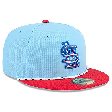 Men's New Era Light Blue/Red St. Louis Cardinals 2025 Fourth of July 59FIFTY Fitted Hat