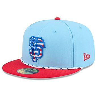 Men's New Era Light Blue/Red San Francisco Giants 2025 Fourth of July 59FIFTY Fitted Hat