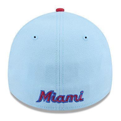 Men's New Era Light Blue/Red Miami Marlins 2025 Fourth of July 39THIRTY Flex Hat