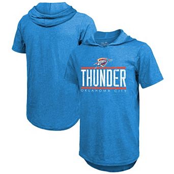 Men's Majestic Threads Blue Oklahoma City Thunder Tri-Blend Hoodie T-Shirt