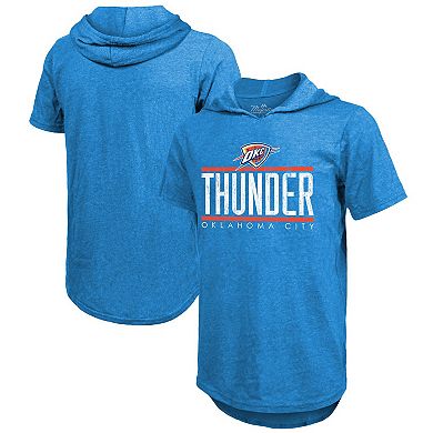 Men's Majestic Threads Blue Oklahoma City Thunder Tri-Blend Hoodie T-Shirt