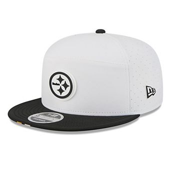 Men's New Era White/Black Pittsburgh Steelers 2025 NFL Training Camp Split Panel 9FIFTY Snapback Hat