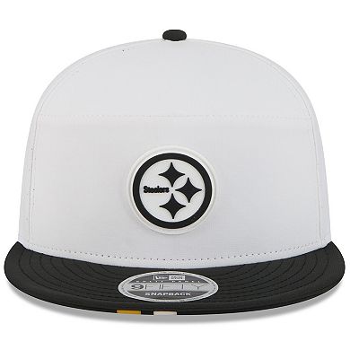 Men's New Era White/Black Pittsburgh Steelers 2025 NFL Training Camp Split Panel 9FIFTY Snapback Hat