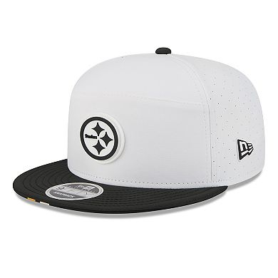 Men's New Era White/Black Pittsburgh Steelers 2025 NFL Training Camp Split Panel 9FIFTY Snapback Hat