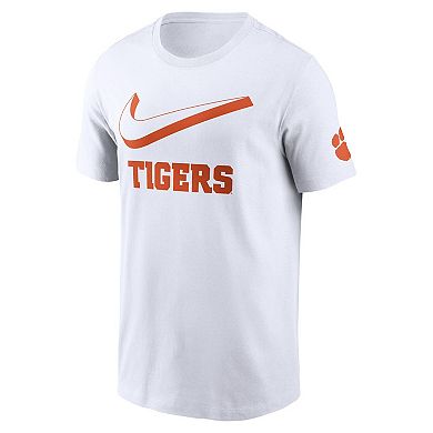 Men's Nike White Clemson Tigers Primetime 2-Hit Swoosh T-Shirt