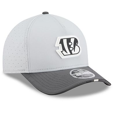 Men's New Era Gray/Graphite Cincinnati Bengals 2025 NFL Training Camp A-Frame 9FORTY Adjustable Hat