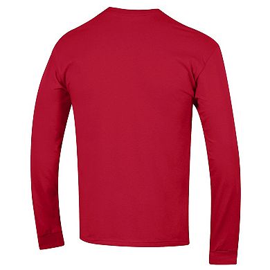 Men's Champion Scarlet Ohio State Buckeyes Arch Over Logo 2-Hit Long Sleeve T-Shirt