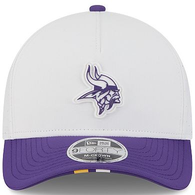 Youth New Era White/Purple Minnesota Vikings 2025 NFL Training Camp A-Frame 9FORTY Adjustable Hat