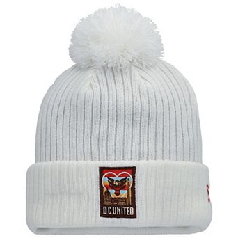 Men's New Era White D.C. United Jersey Hook Cuff Knit Hat with Pom