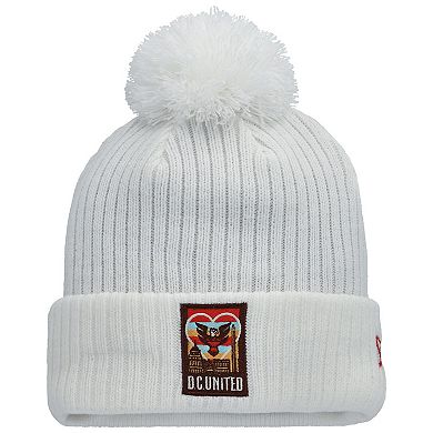 Men's New Era White D.C. United Jersey Hook Cuff Knit Hat with Pom