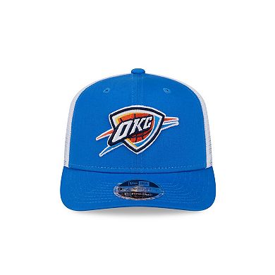 Men's New Era Blue/White Oklahoma City Thunder 9SEVENTY Stretch-Snap Trucker Hat