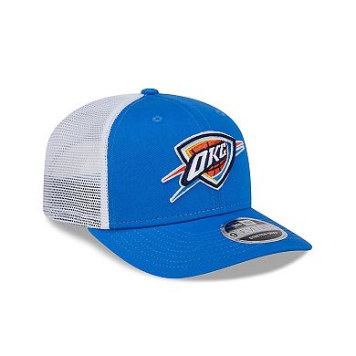 Men's New Era Blue/White Oklahoma City Thunder 9SEVENTY Stretch-Snap Trucker Hat