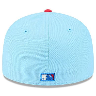 Men's New Era Light Blue/Red Miami Marlins 2025 Fourth of July Low Profile 59FIFTY Fitted Hat
