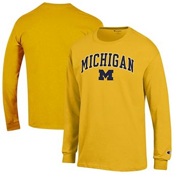 Men's Champion Maize Michigan Wolverines Arch Over Logo 2-Hit Long Sleeve T-Shirt