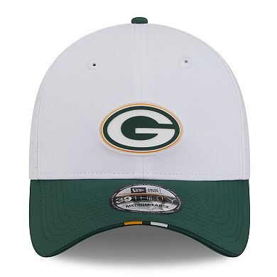 Men's New Era White/Green Green Bay Packers 2025 NFL Training Camp 39THIRTY Flex Hat