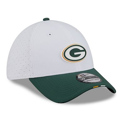 Men's New Era White/Green Green Bay Packers 2025 NFL Training Camp 39THIRTY Flex Hat