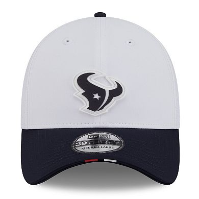 Men's New Era White/Navy Houston Texans 2025 NFL Training Camp 39THIRTY Flex Hat