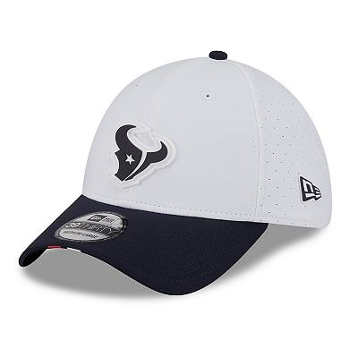 Men's New Era White/Navy Houston Texans 2025 NFL Training Camp 39THIRTY Flex Hat