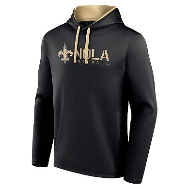 Men's Logo Athletic Black New Orleans Saints Head Start Pullover Hoodie