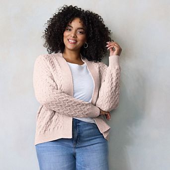 Women's LC Lauren Conrad Cable Knit Open Cardigan Sweater