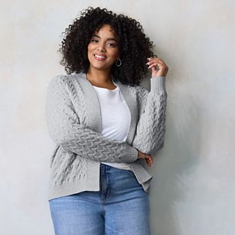 Women's LC Lauren Conrad Cable Knit Open Cardigan Sweater