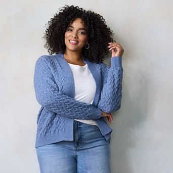 Women's LC Lauren Conrad Cable Knit Open Cardigan Sweater