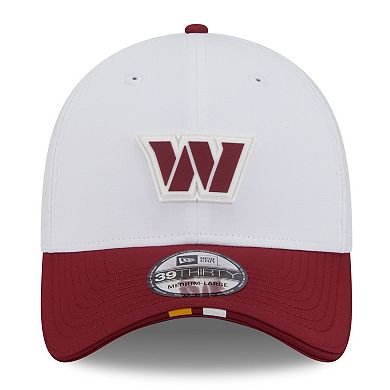 Men's New Era White/Burgundy Washington Commanders 2025 NFL Training Camp 39THIRTY Flex Hat