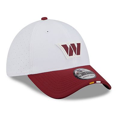 Men's New Era White/Burgundy Washington Commanders 2025 NFL Training Camp 39THIRTY Flex Hat