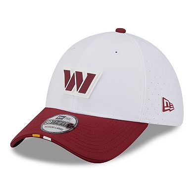 Men's New Era White/Burgundy Washington Commanders 2025 NFL Training Camp 39THIRTY Flex Hat