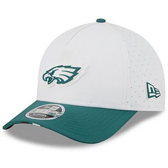 Youth New Era White/Midnight Green Philadelphia Eagles 2025 NFL Training Camp A-Frame 9FORTY Adjustable Hat
