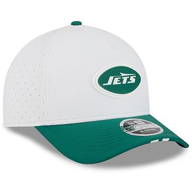 Youth New Era White/Green New York Jets 2025 NFL Training Camp A-Frame 9FORTY Adjustable Hat
