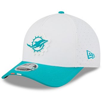 Youth New Era White/Aqua Miami Dolphins 2025 NFL Training Camp A-Frame 9FORTY Adjustable Hat
