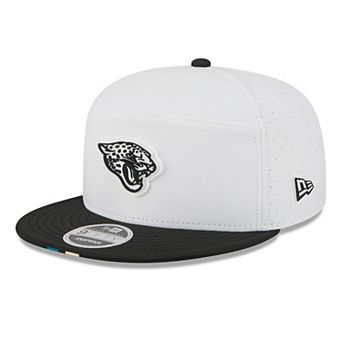 Men's New Era White/Black Jacksonville Jaguars 2025 NFL Training Camp Split Panel 9FIFTY Snapback Hat