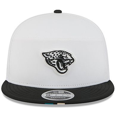 Men's New Era White/Black Jacksonville Jaguars 2025 NFL Training Camp Split Panel 9FIFTY Snapback Hat