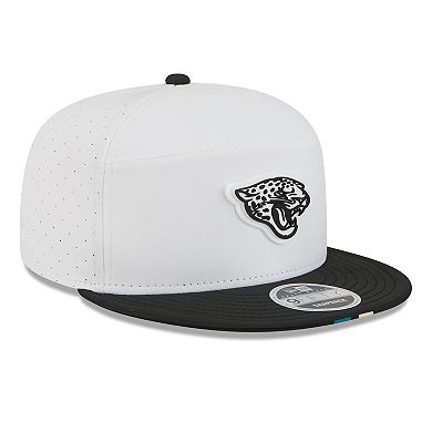 Men's New Era White/Black Jacksonville Jaguars 2025 NFL Training Camp Split Panel 9FIFTY Snapback Hat