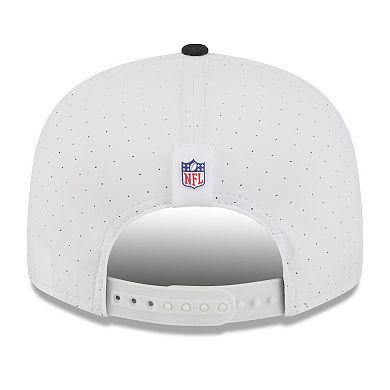 Men's New Era White/Black Jacksonville Jaguars 2025 NFL Training Camp Split Panel 9FIFTY Snapback Hat