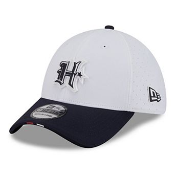 Men's New Era White/Navy Houston Texans 2025 NFL Training Camp 39THIRTY Flex Hat